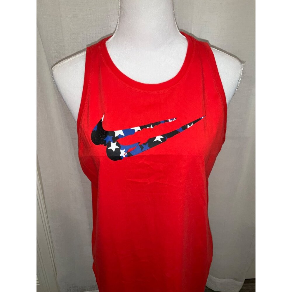 NIKE Dry Training Tank Top Stars Swoosh Dri-Fit Sleeveless Chili Red LARGE - Picture 3 of 5